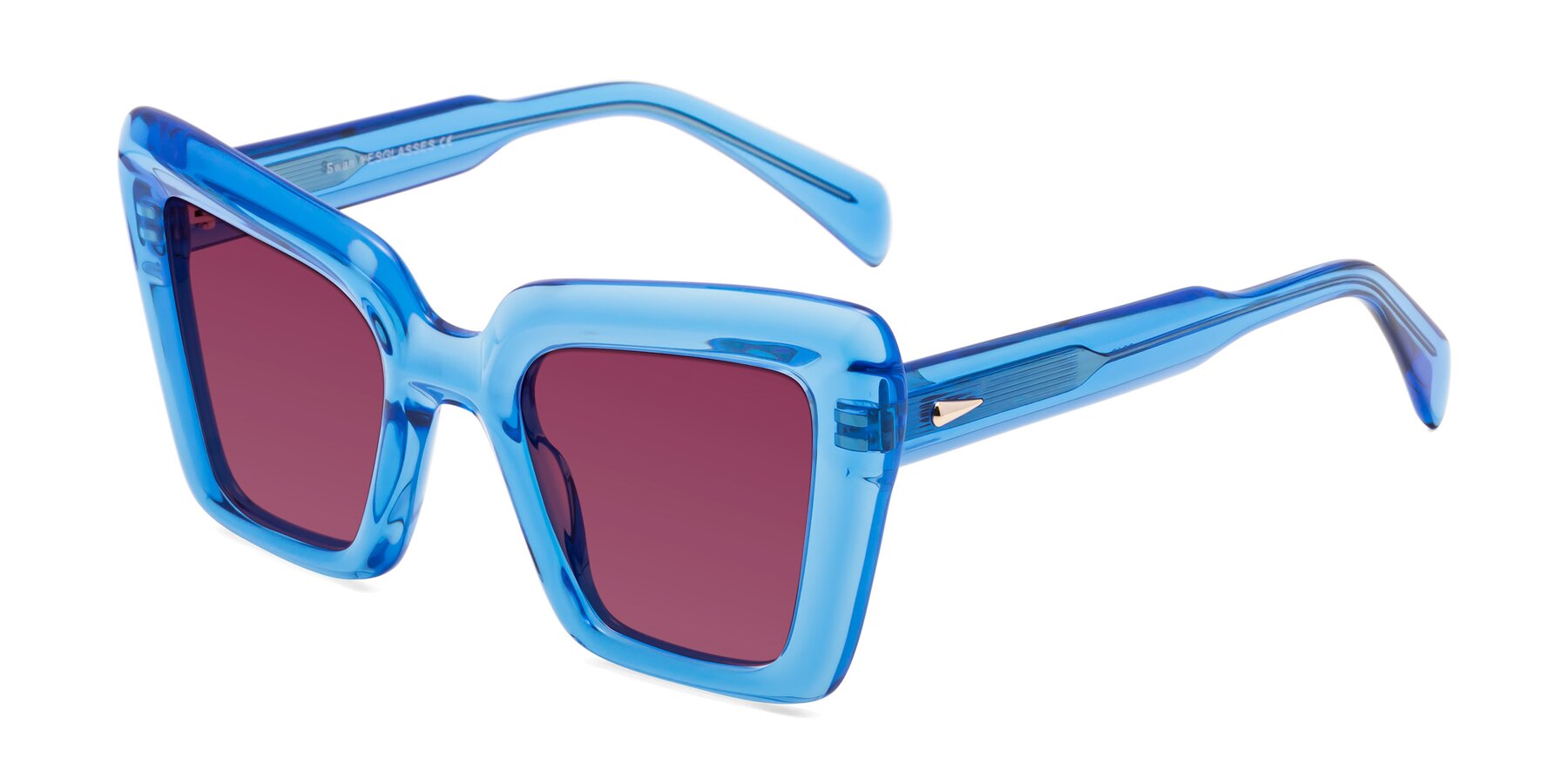 Angle of Swan in Crystal Blue with Wine Tinted Lenses