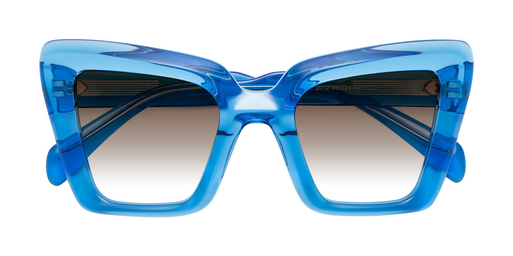 Folded Front of Swan in Crystal Blue with Brown Gradient Lenses