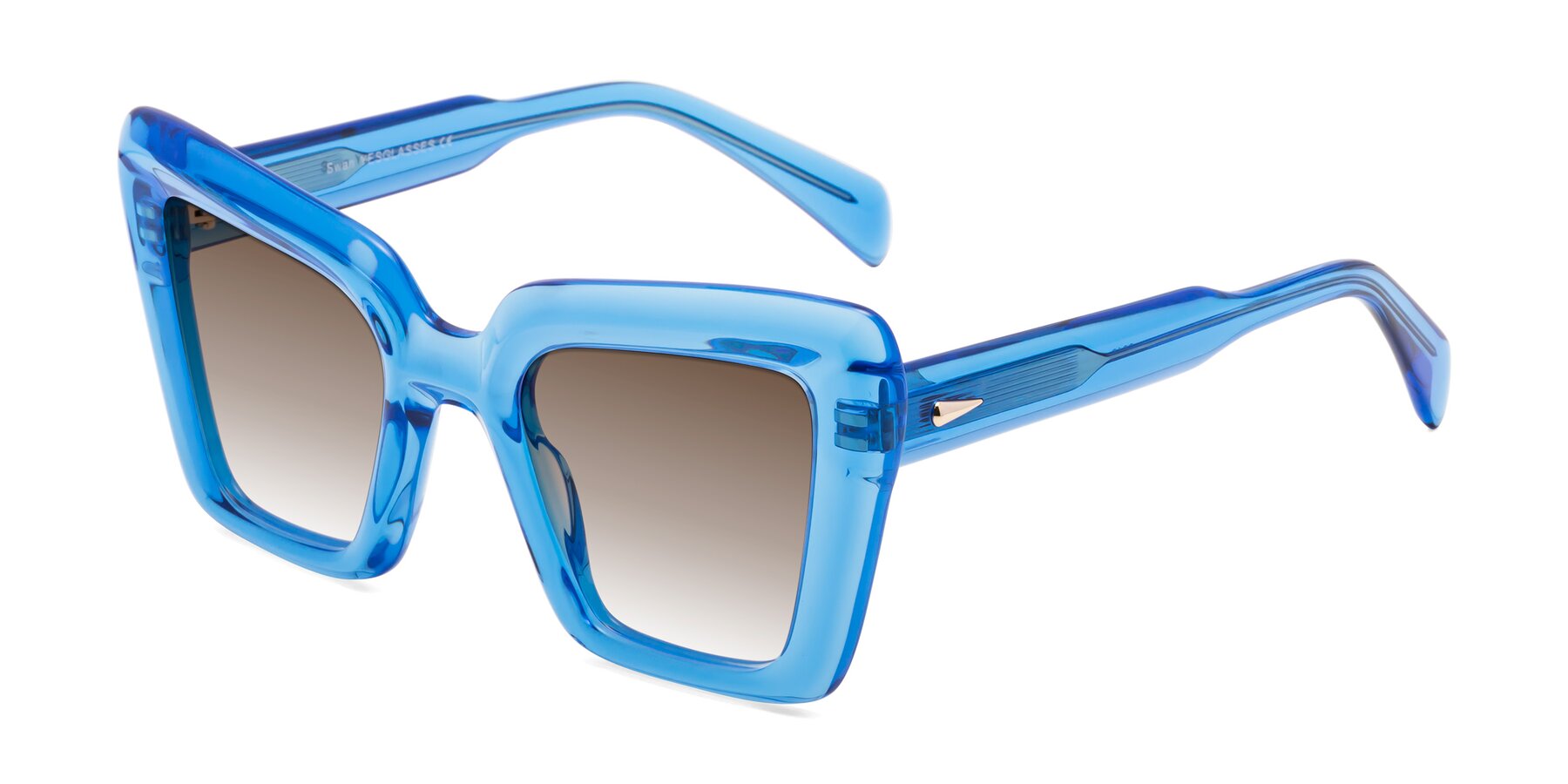 Angle of Swan in Crystal Blue with Brown Gradient Lenses