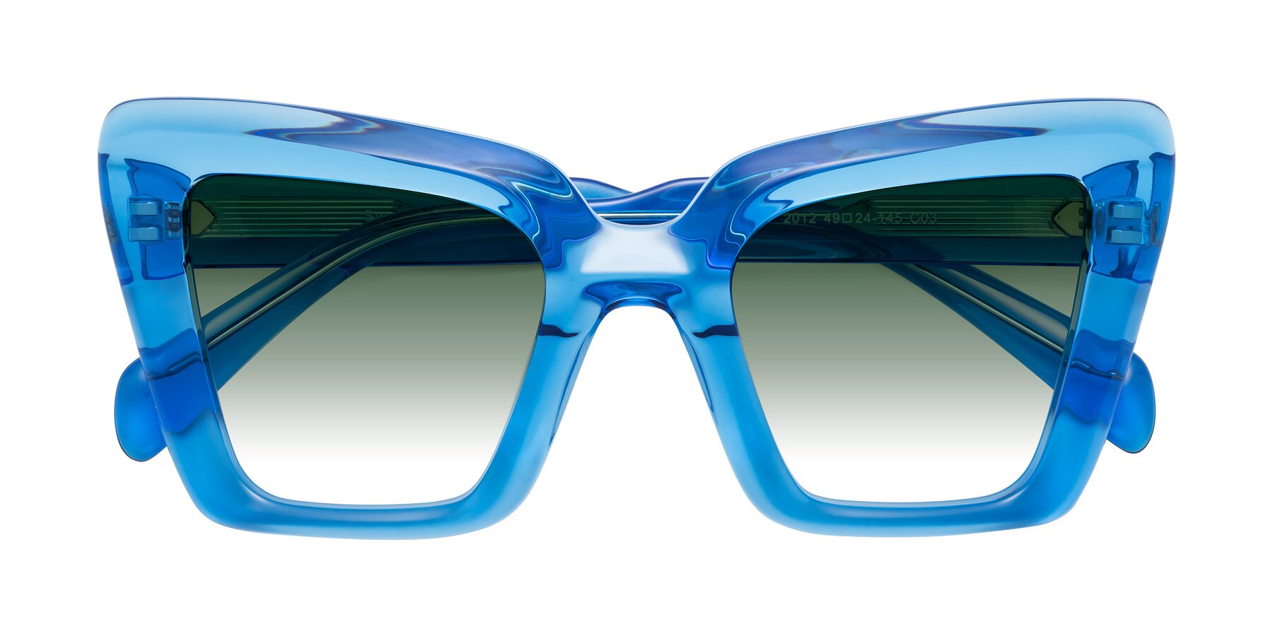 Folded Front of Swan in Crystal Blue with Green Gradient Lenses