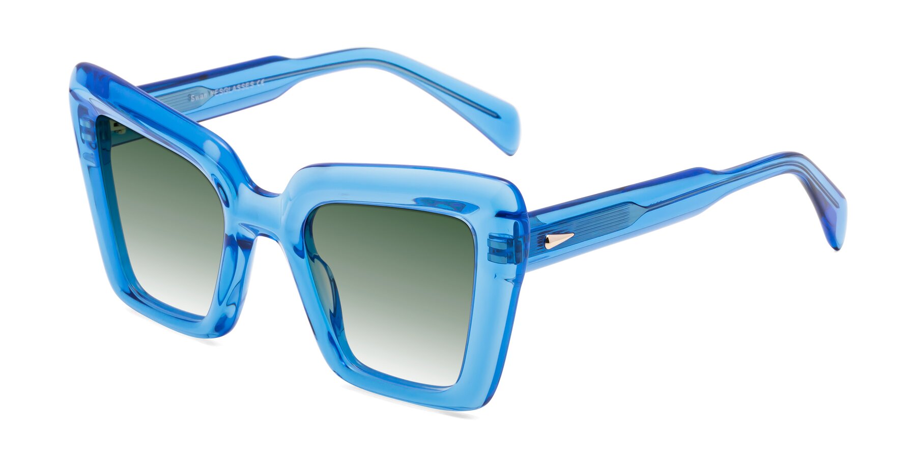 Angle of Swan in Crystal Blue with Green Gradient Lenses