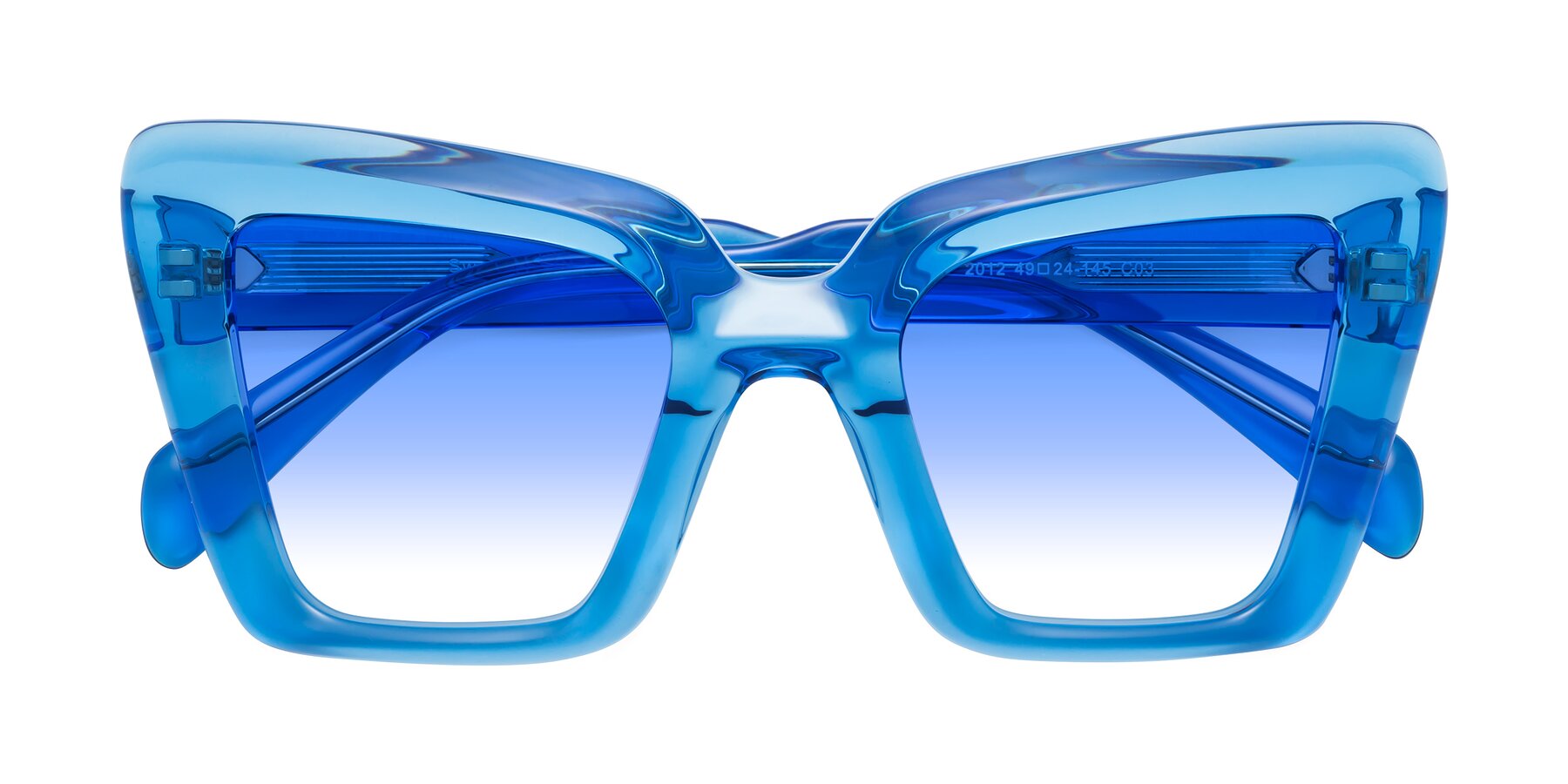 Folded Front of Swan in Crystal Blue with Blue Gradient Lenses