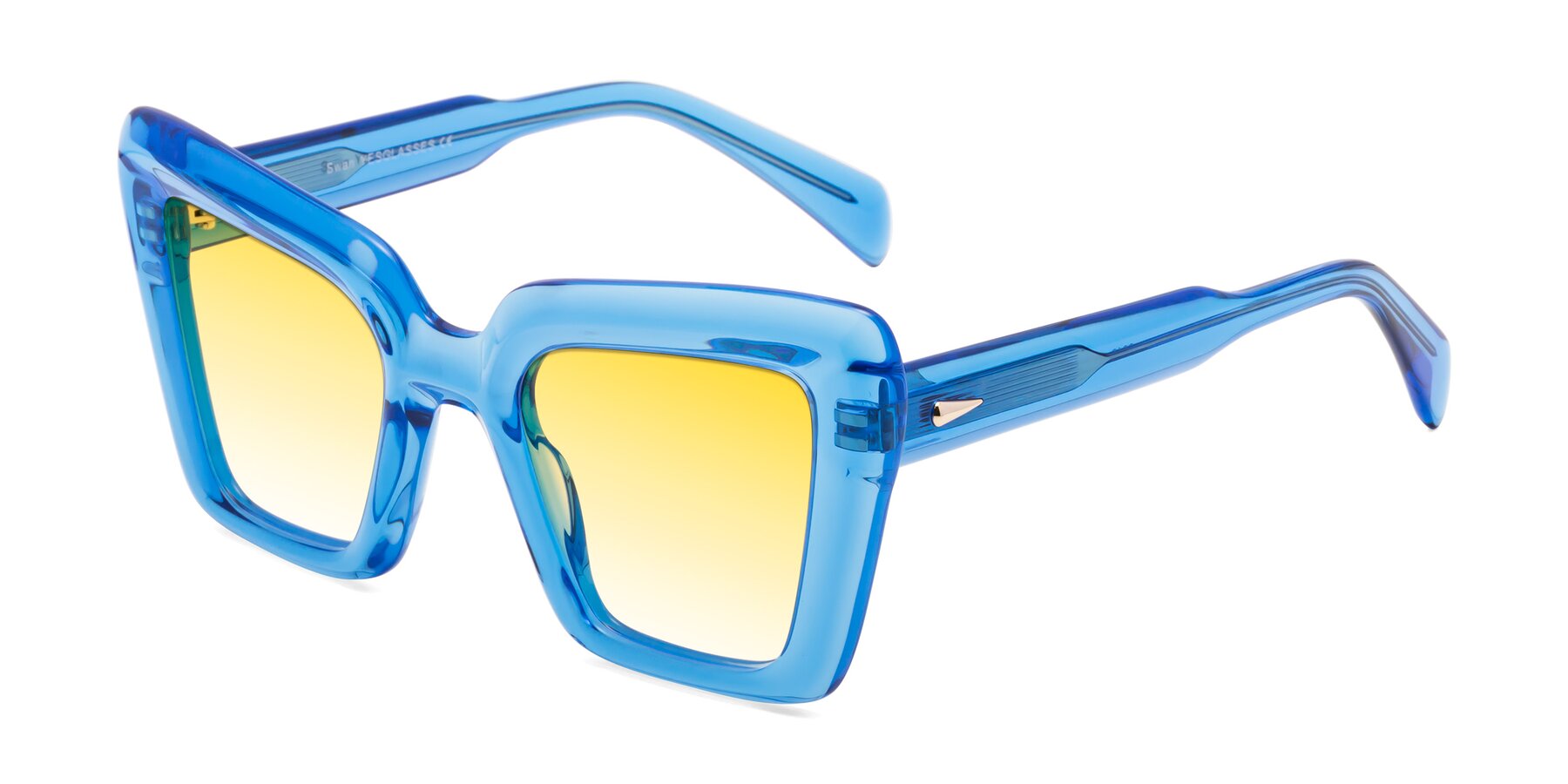 Angle of Swan in Crystal Blue with Yellow Gradient Lenses