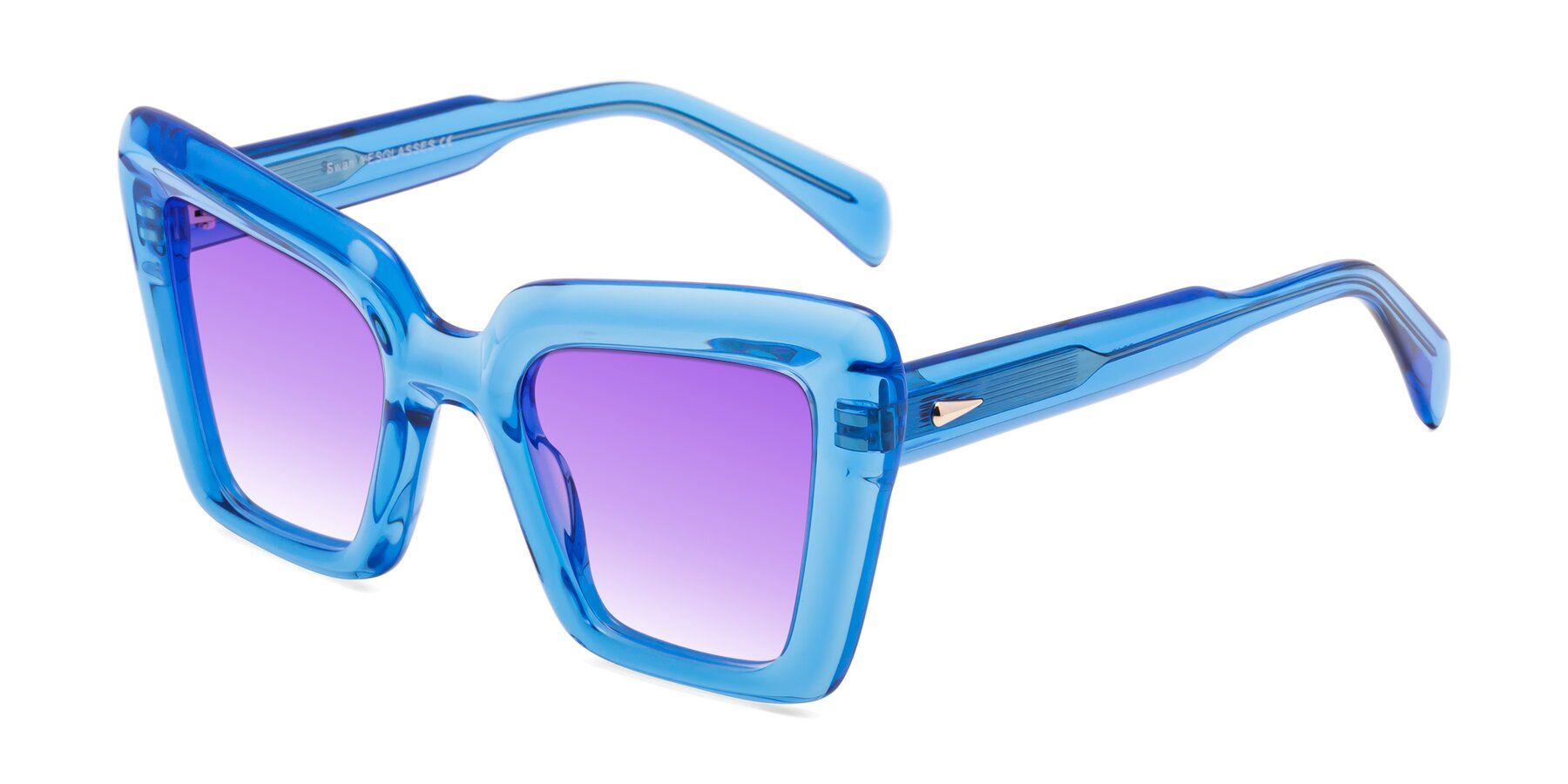 Angle of Swan in Crystal Blue with Purple Gradient Lenses