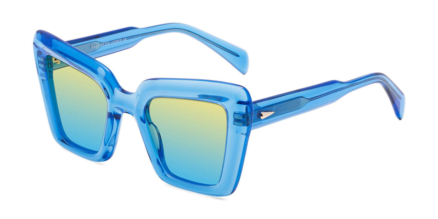 Angle of Swan in Crystal Blue with Yellow / Blue Gradient Lenses