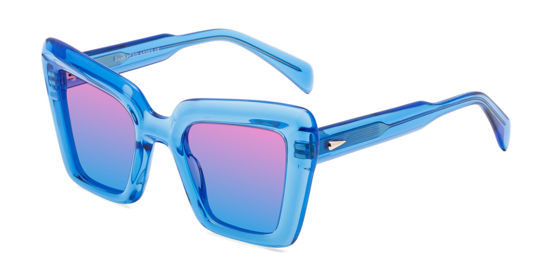 Angle of Swan in Crystal Blue with Pink / Blue Gradient Lenses