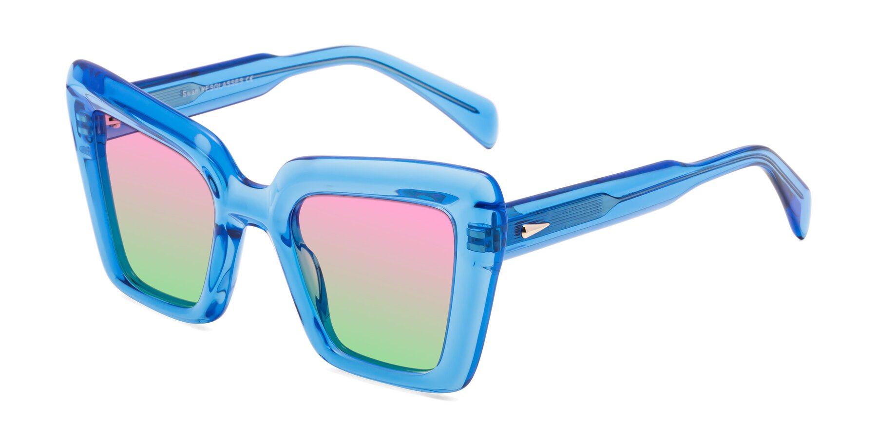 Angle of Swan in Crystal Blue with Pink / Green Gradient Lenses