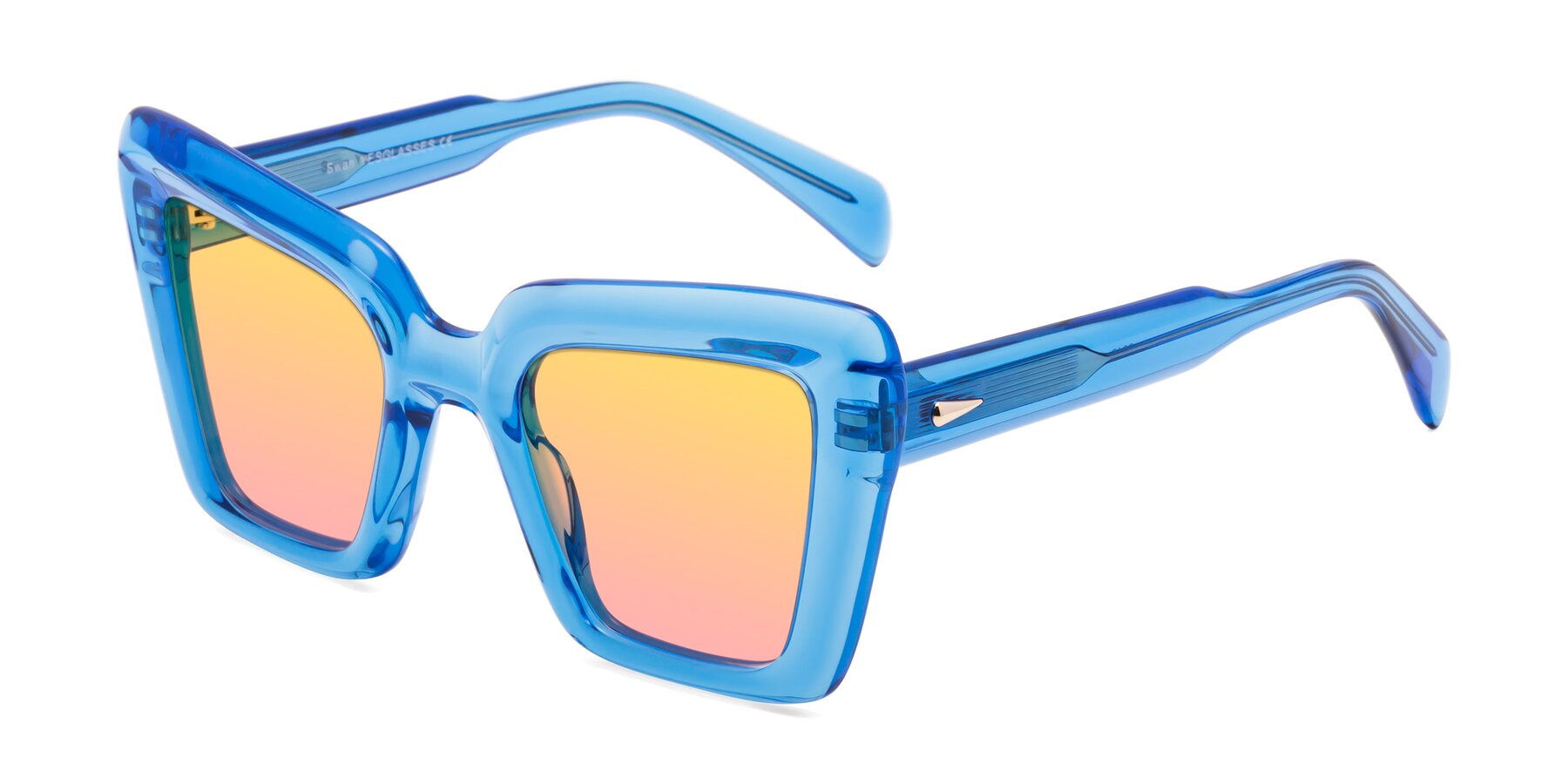 Angle of Swan in Crystal Blue with Yellow / Pink Gradient Lenses