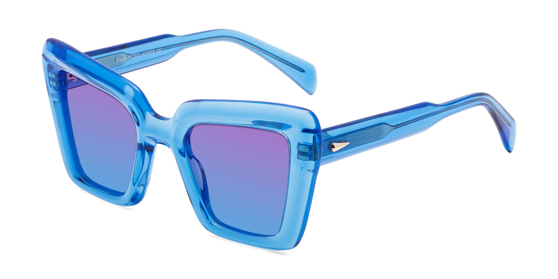 Angle of Swan in Crystal Blue with Purple / Blue Gradient Lenses