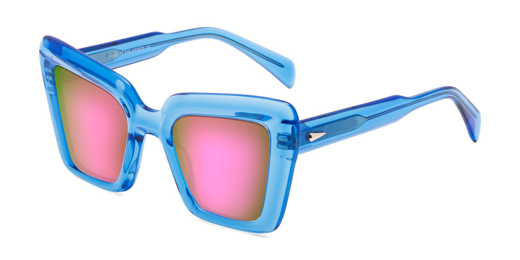Angle of Swan in Crystal Blue with Pink Mirrored Lenses