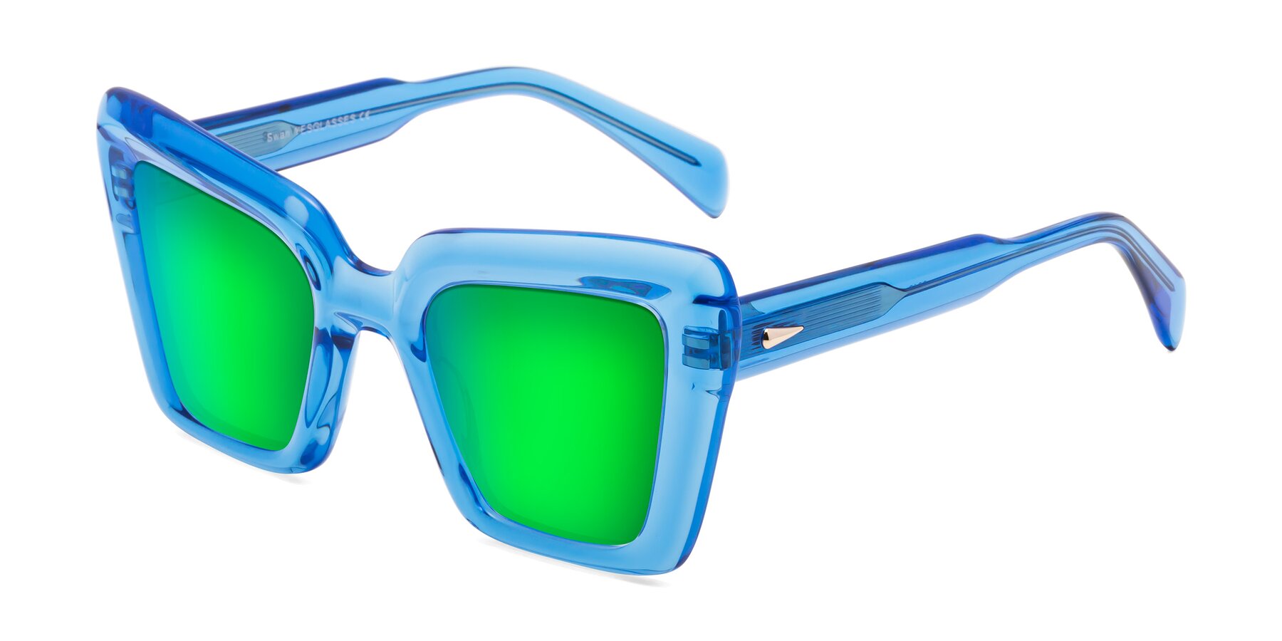 Angle of Swan in Crystal Blue with Green Mirrored Lenses