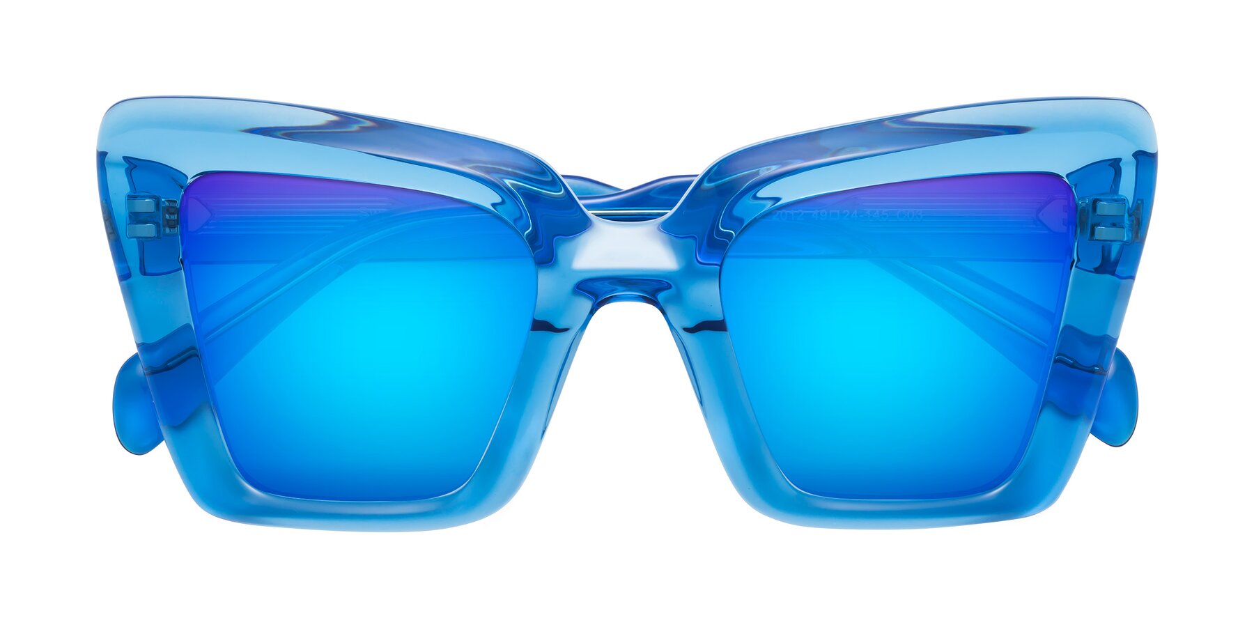 Folded Front of Swan in Crystal Blue with Blue Mirrored Lenses