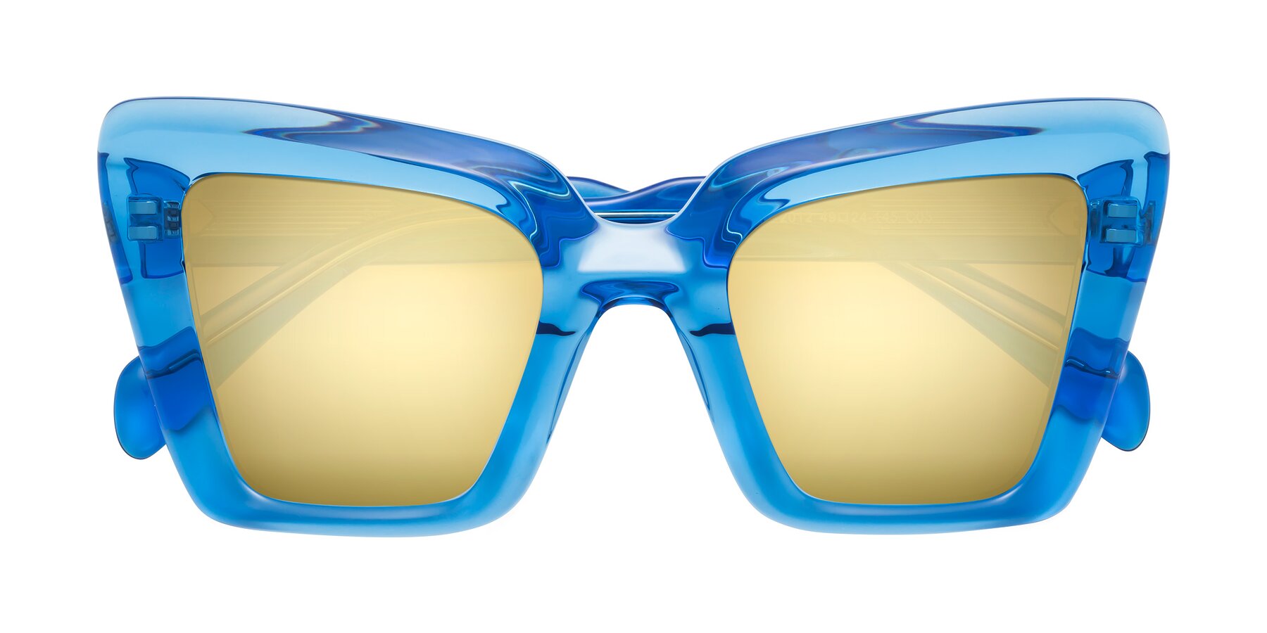 Folded Front of Swan in Crystal Blue with Gold Mirrored Lenses