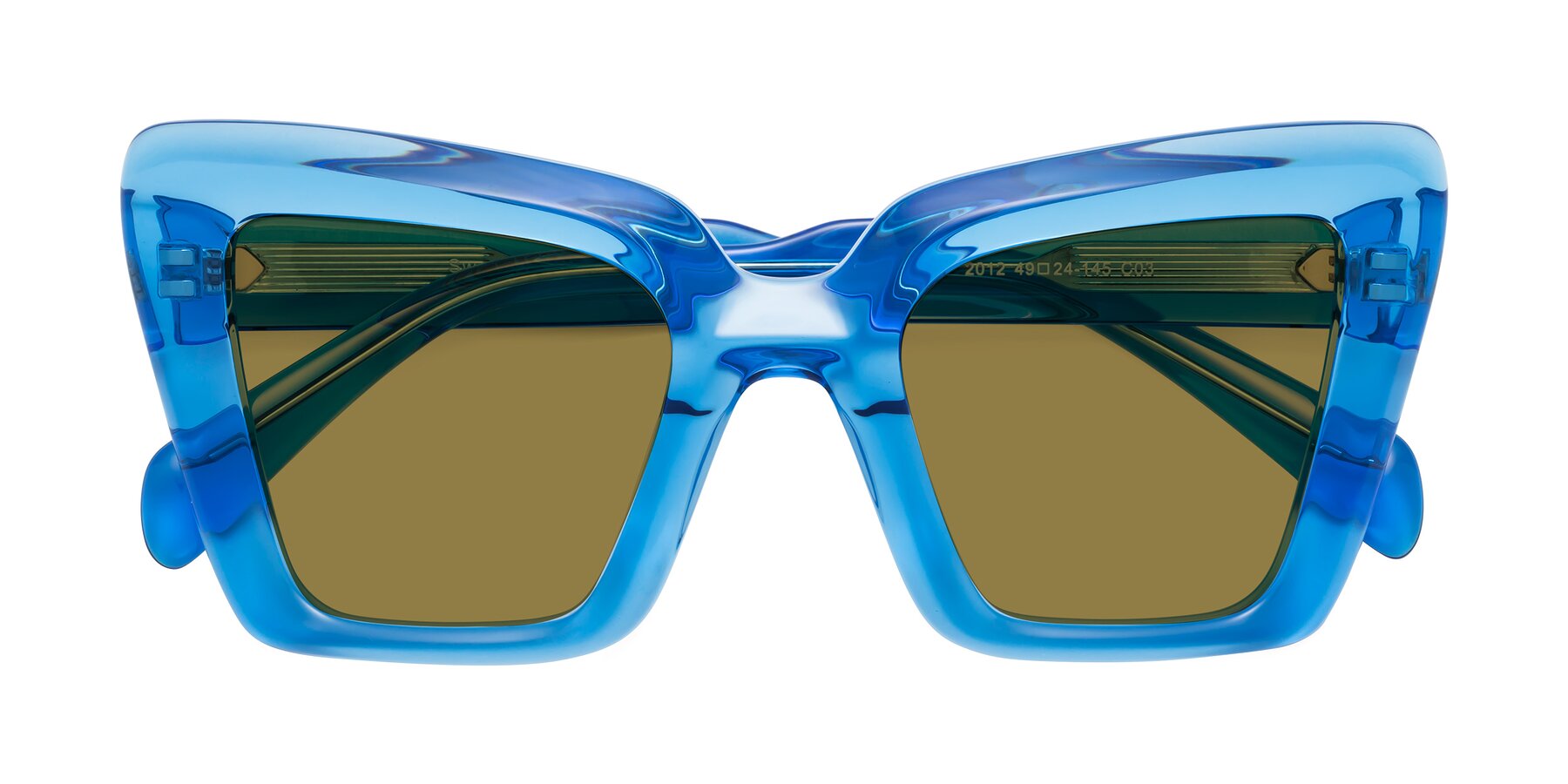 Folded Front of Swan in Crystal Blue with Brown Polarized Lenses
