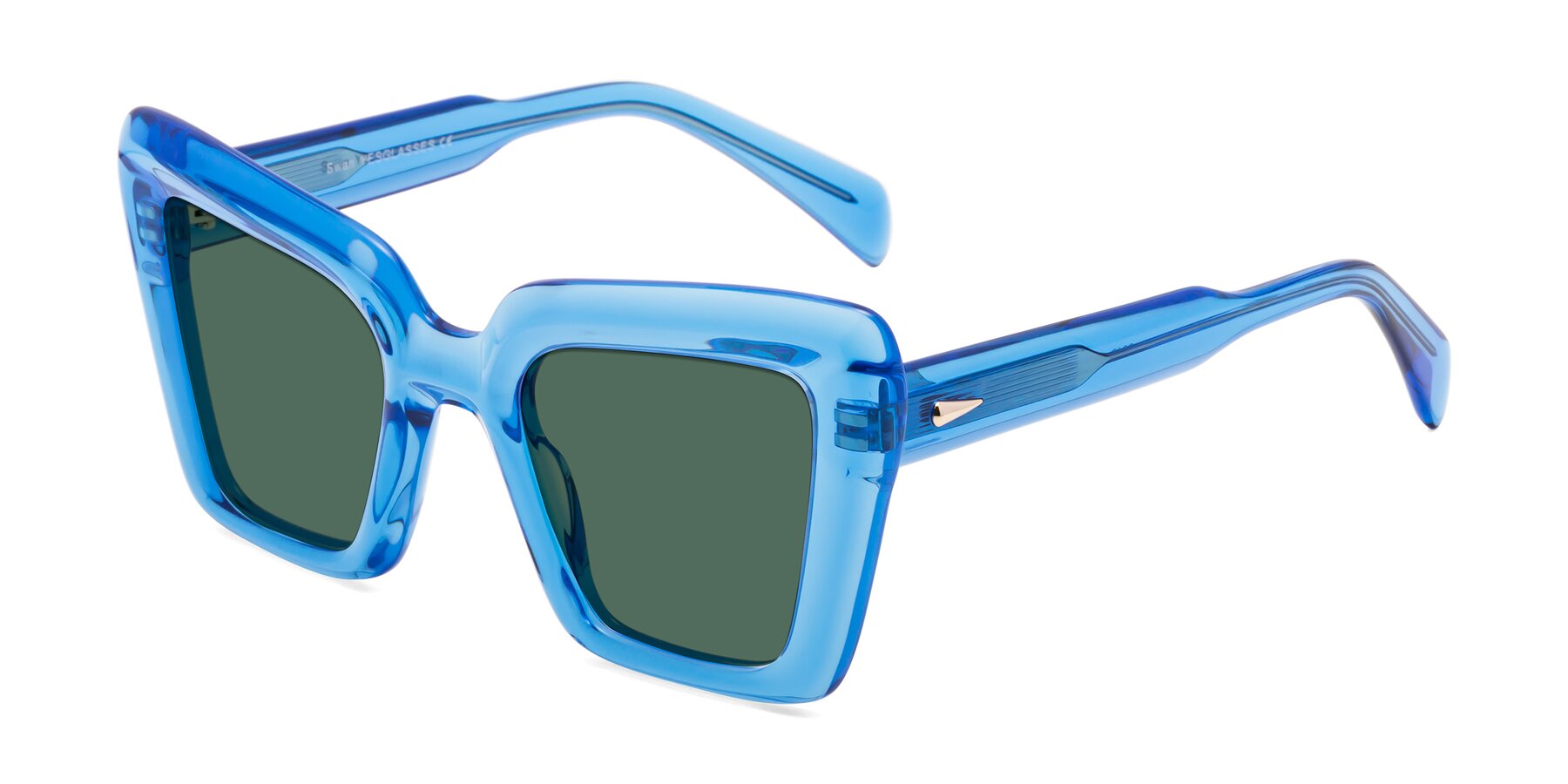 Angle of Swan in Crystal Blue with Green Polarized Lenses