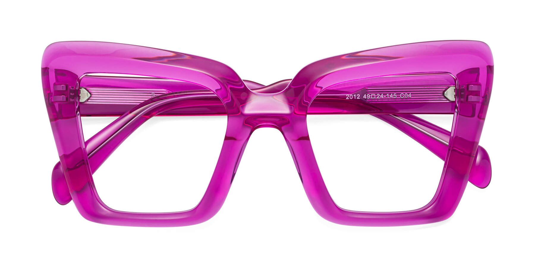 Folded Front of Swan in Crystal Purple with Clear Reading Eyeglass Lenses