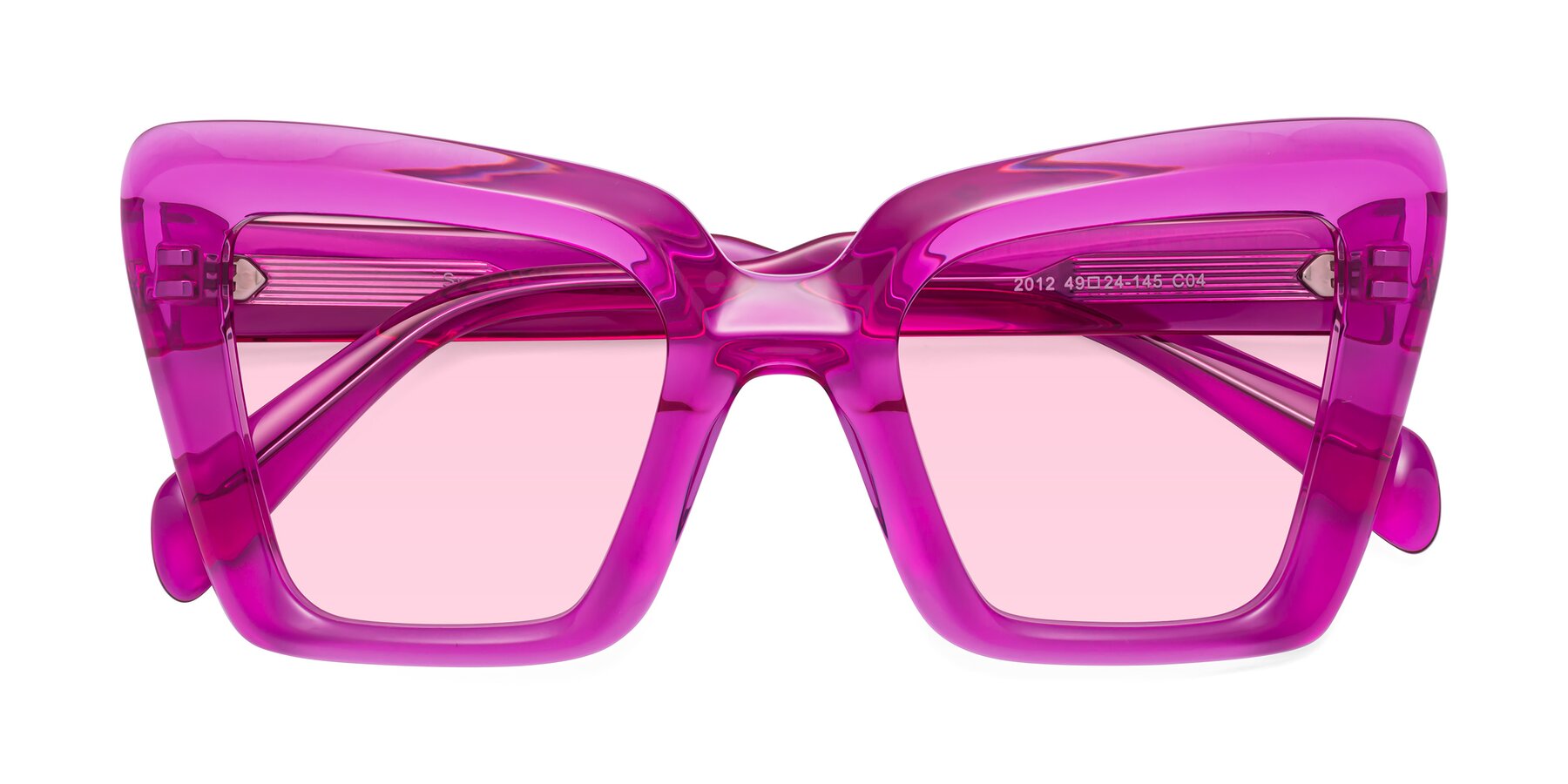 Folded Front of Swan in Crystal Purple with Light Pink Tinted Lenses