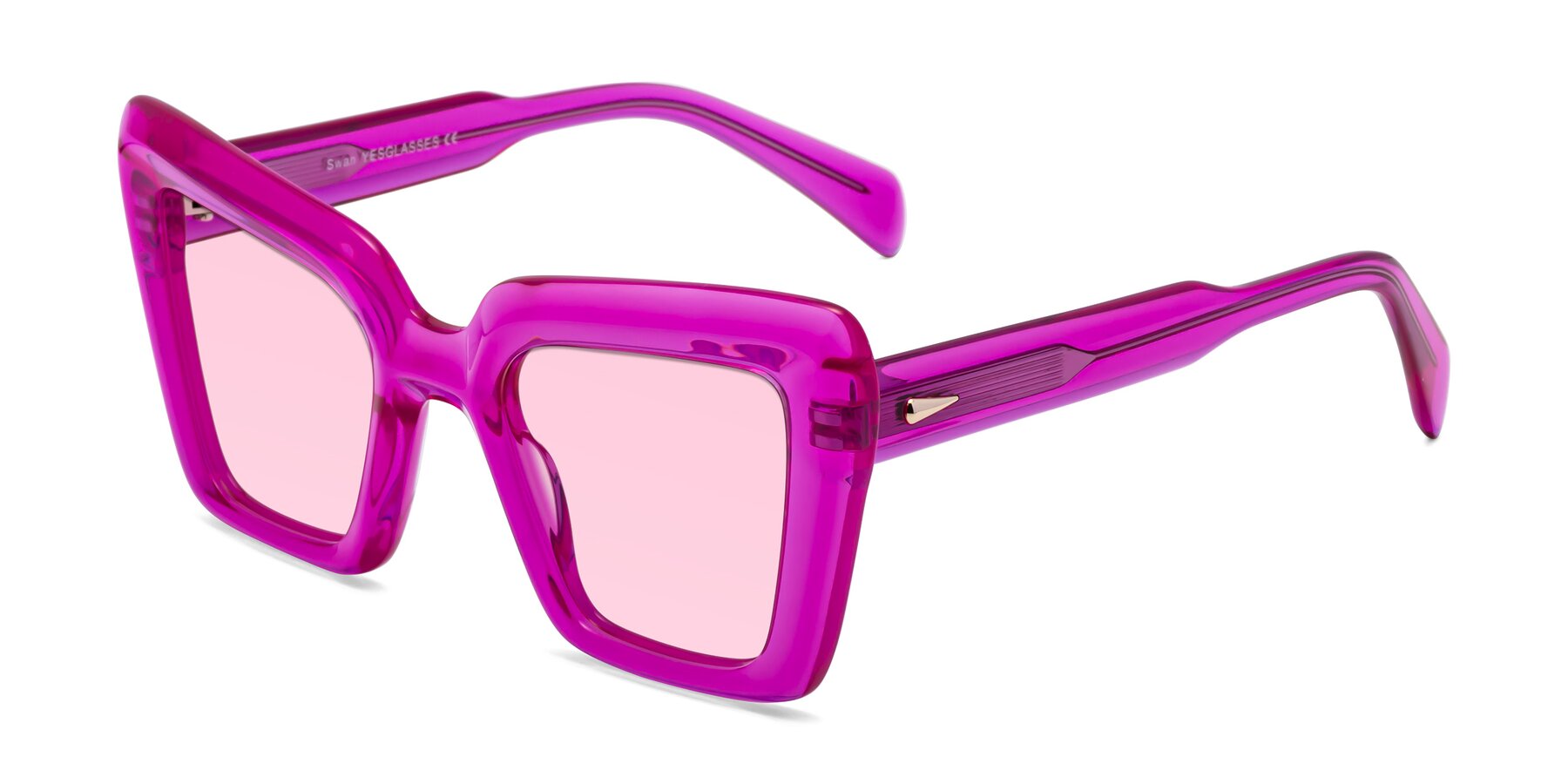 Angle of Swan in Crystal Purple with Light Pink Tinted Lenses