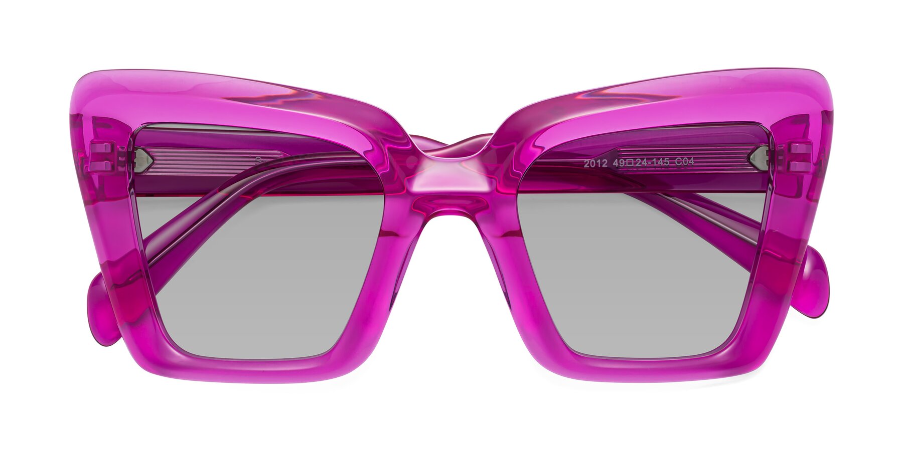 Folded Front of Swan in Crystal Purple with Light Gray Tinted Lenses