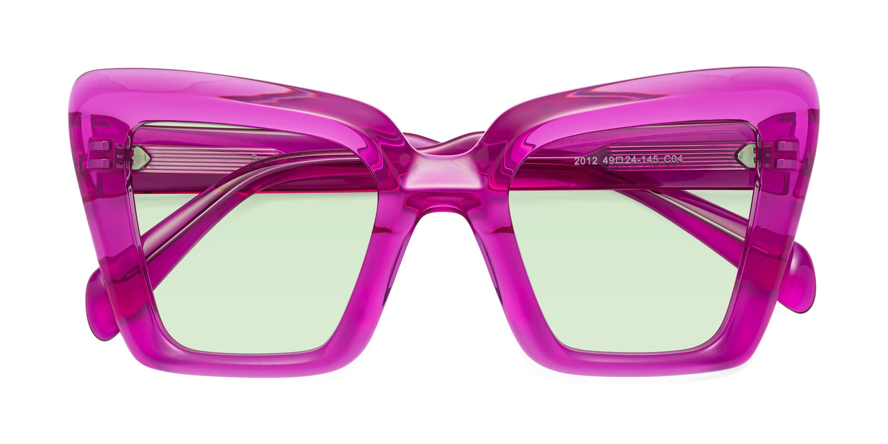 Folded Front of Swan in Crystal Purple with Light Green Tinted Lenses