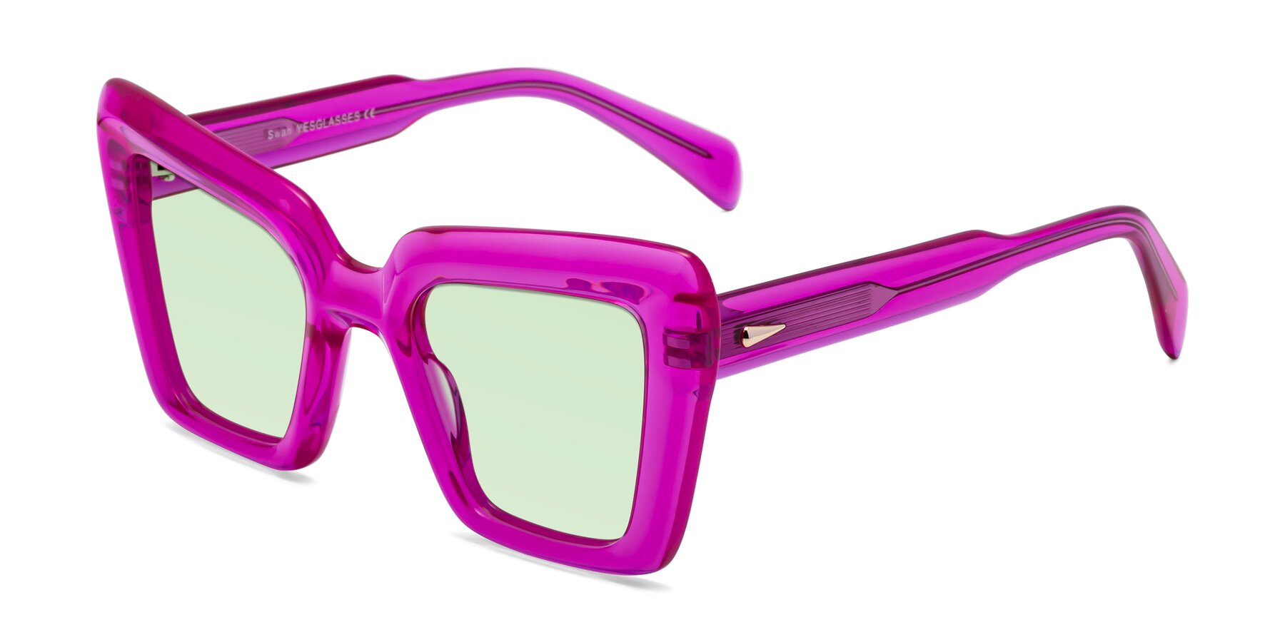 Angle of Swan in Crystal Purple with Light Green Tinted Lenses