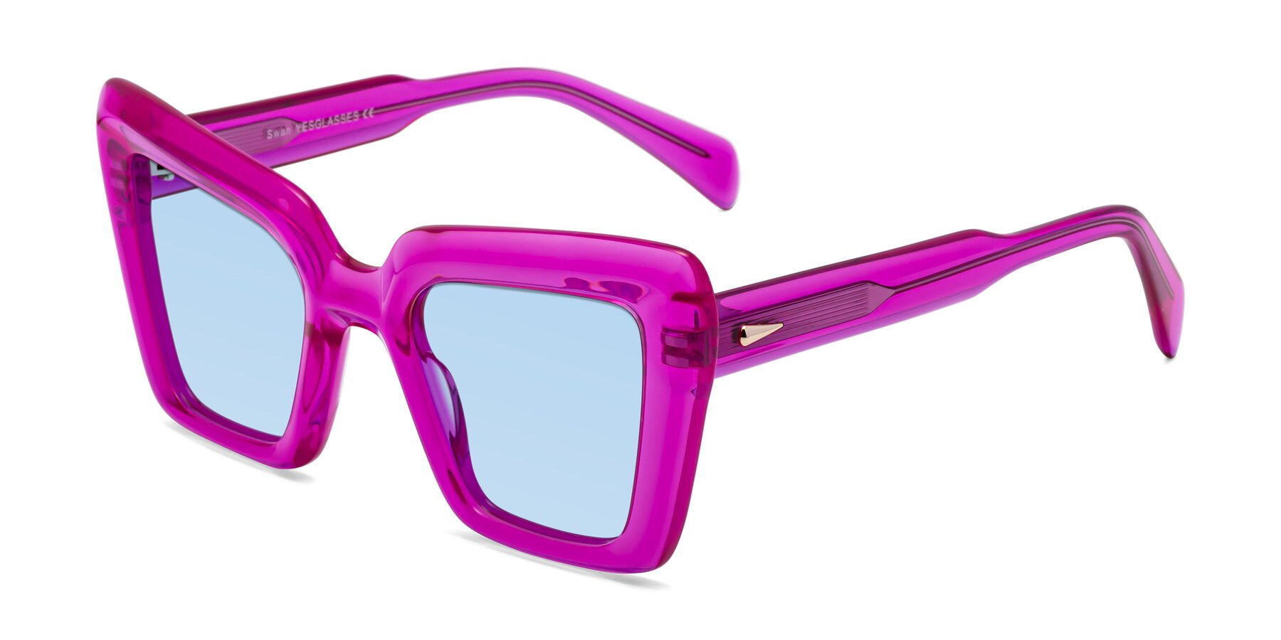 Angle of Swan in Crystal Purple with Light Blue Tinted Lenses