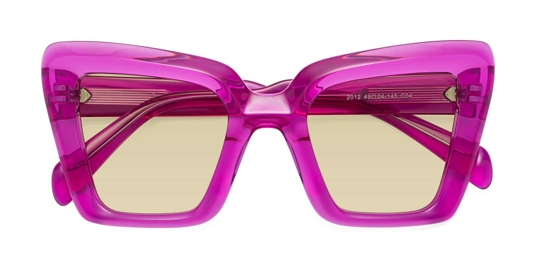 Folded Front of Swan in Crystal Purple with Light Champagne Tinted Lenses