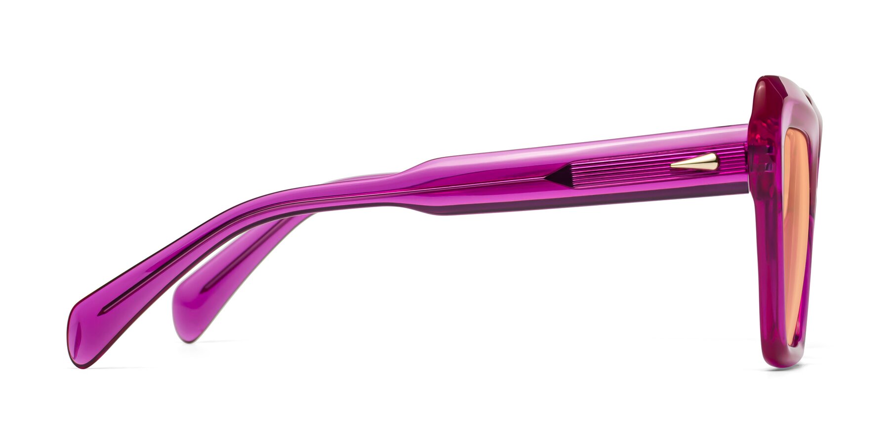 Side of Swan in Crystal Purple with Light Orange Tinted Lenses