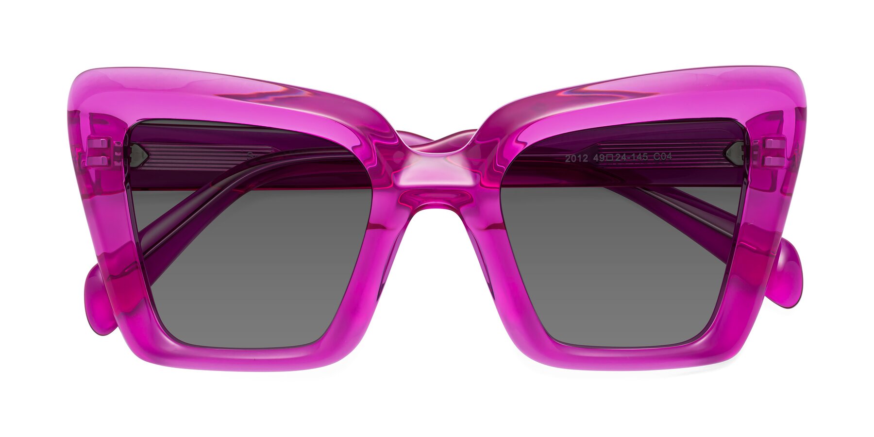 Folded Front of Swan in Crystal Purple with Medium Gray Tinted Lenses