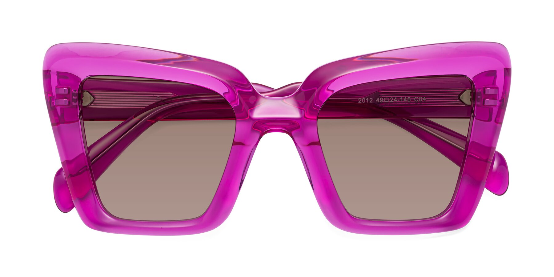 Folded Front of Swan in Crystal Purple with Medium Brown Tinted Lenses