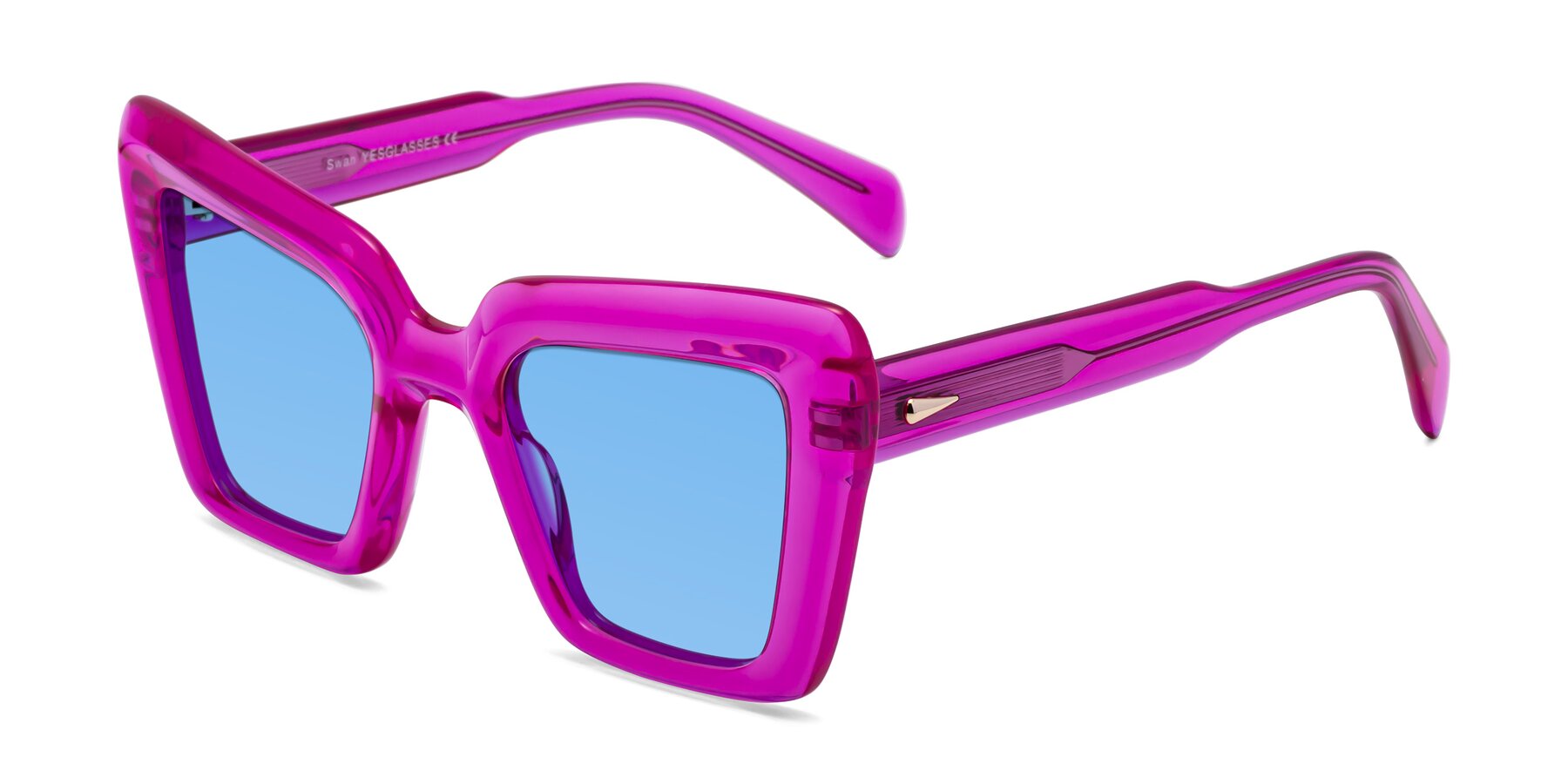 Angle of Swan in Crystal Purple with Medium Blue Tinted Lenses