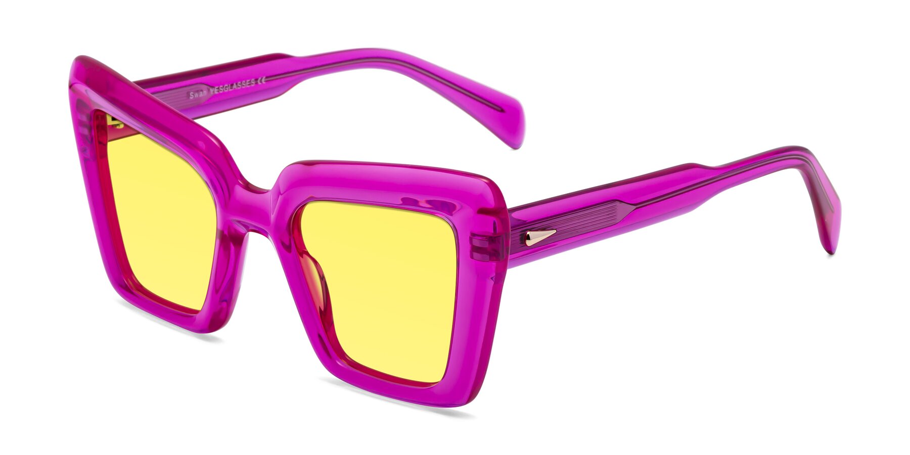 Angle of Swan in Crystal Purple with Medium Yellow Tinted Lenses