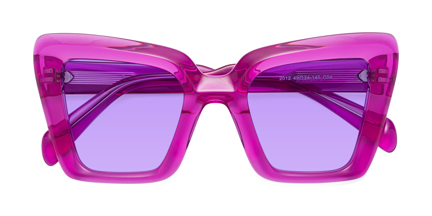 Folded Front of Swan in Crystal Purple with Medium Purple Tinted Lenses