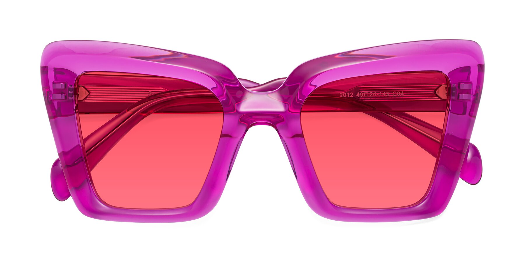 Folded Front of Swan in Crystal Purple with Red Tinted Lenses