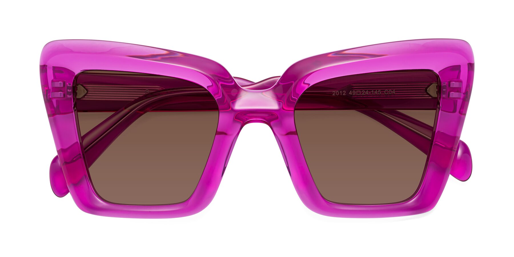 Folded Front of Swan in Crystal Purple with Brown Tinted Lenses