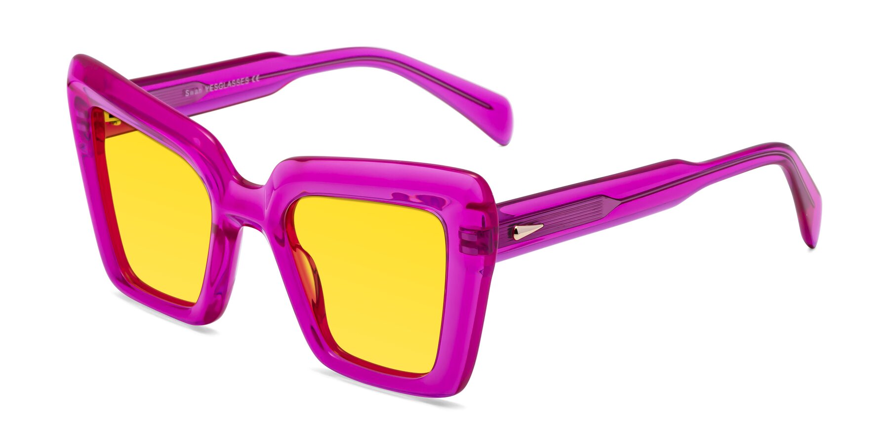 Angle of Swan in Crystal Purple with Yellow Tinted Lenses