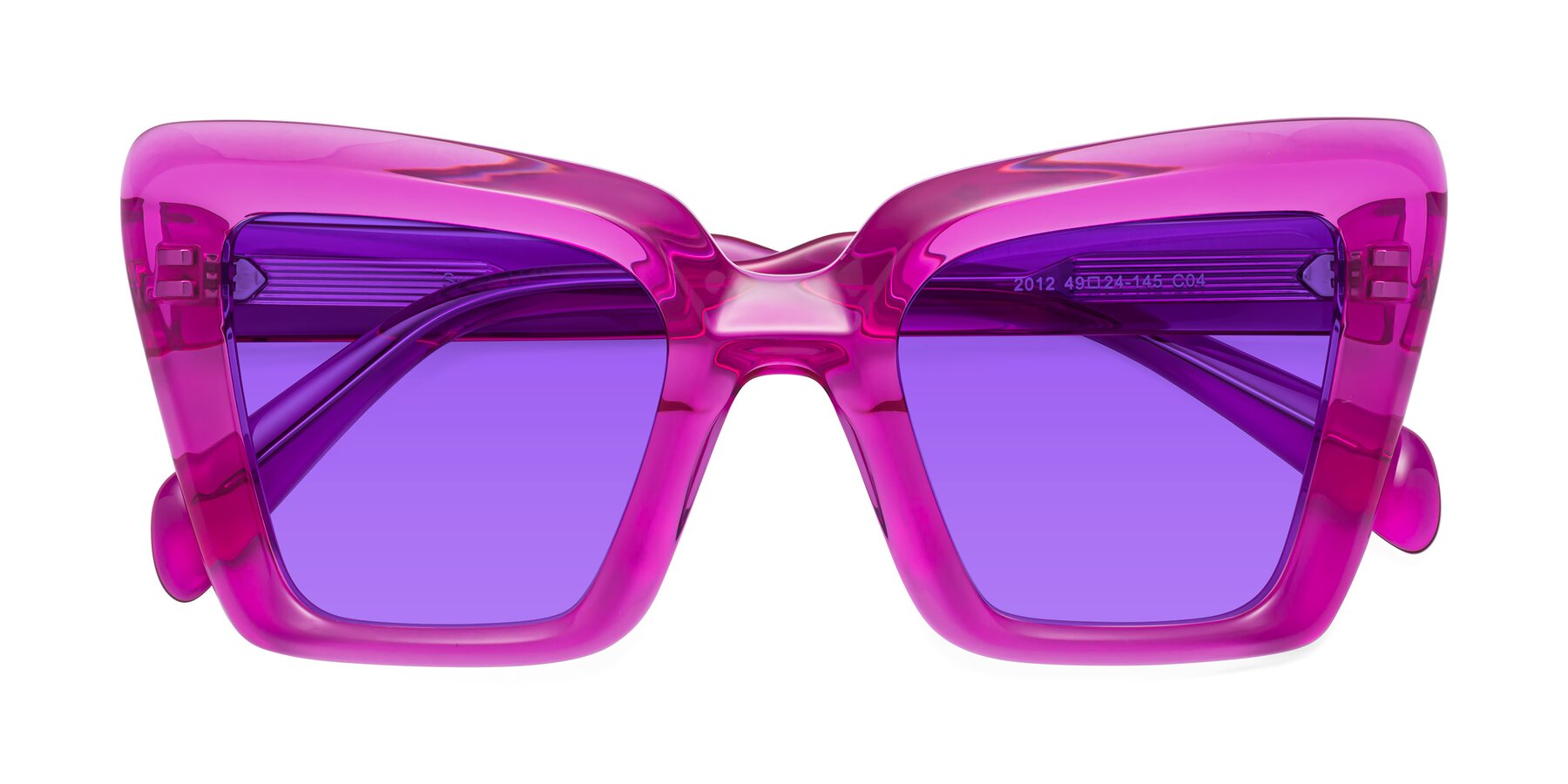 Folded Front of Swan in Crystal Purple with Purple Tinted Lenses