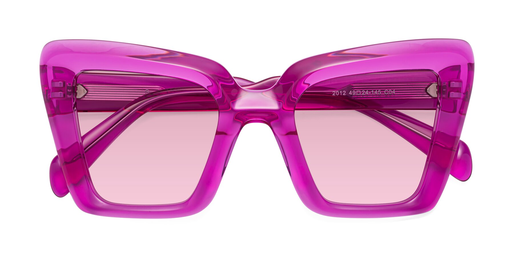 Folded Front of Swan in Crystal Purple with Light Wine Tinted Lenses