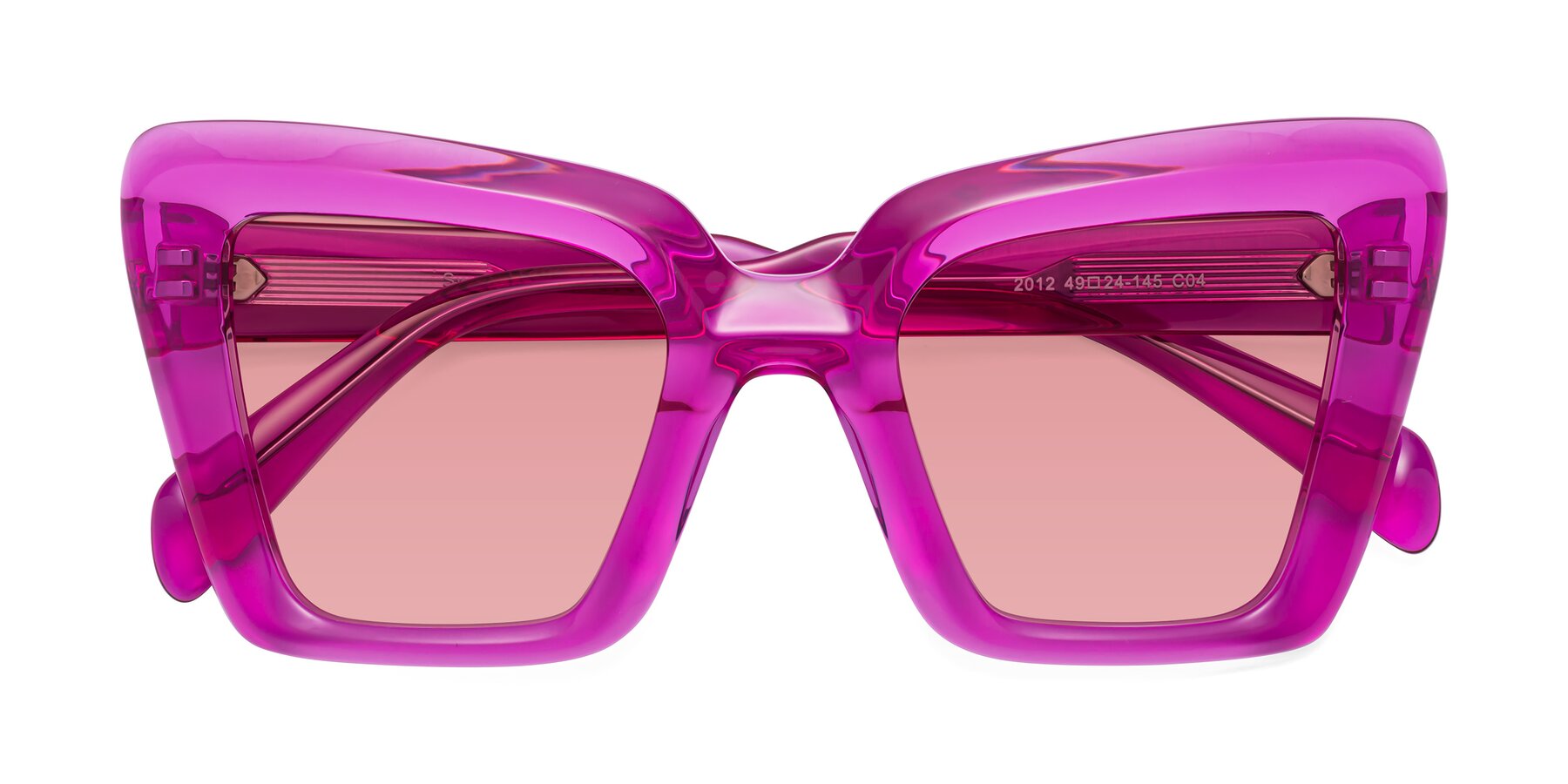 Folded Front of Swan in Crystal Purple with Medium Garnet Tinted Lenses