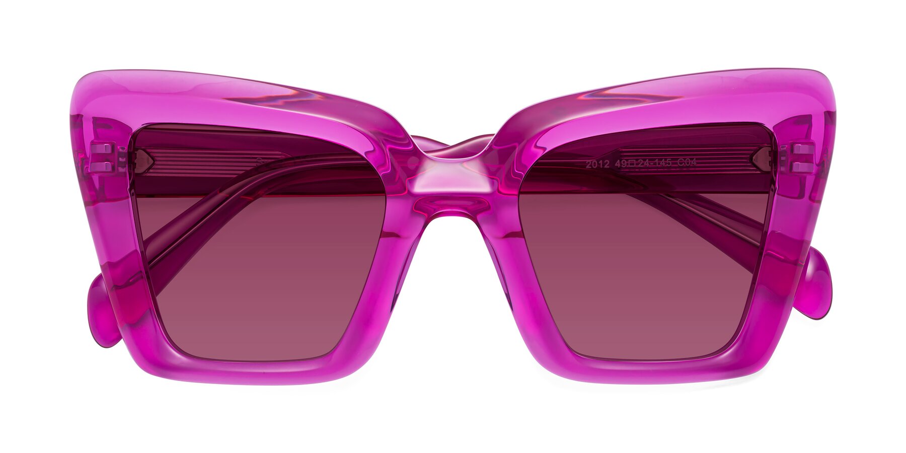 Folded Front of Swan in Crystal Purple with Wine Tinted Lenses