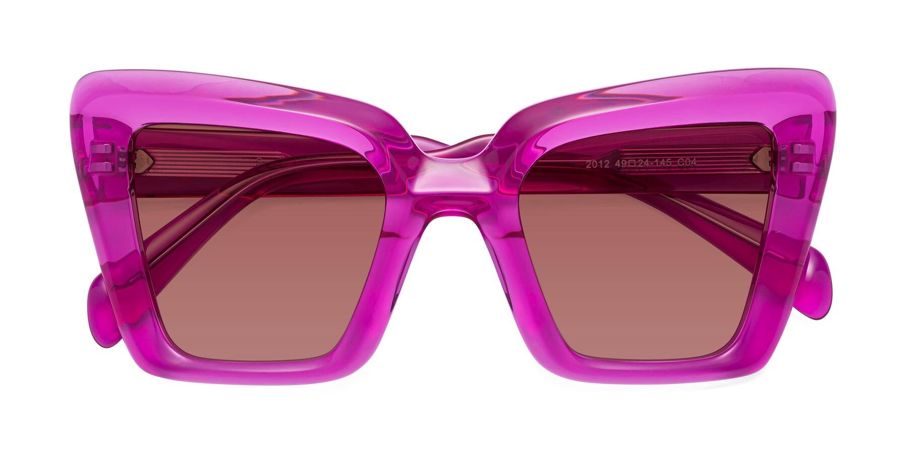 Folded Front of Swan in Crystal Purple with Garnet Tinted Lenses