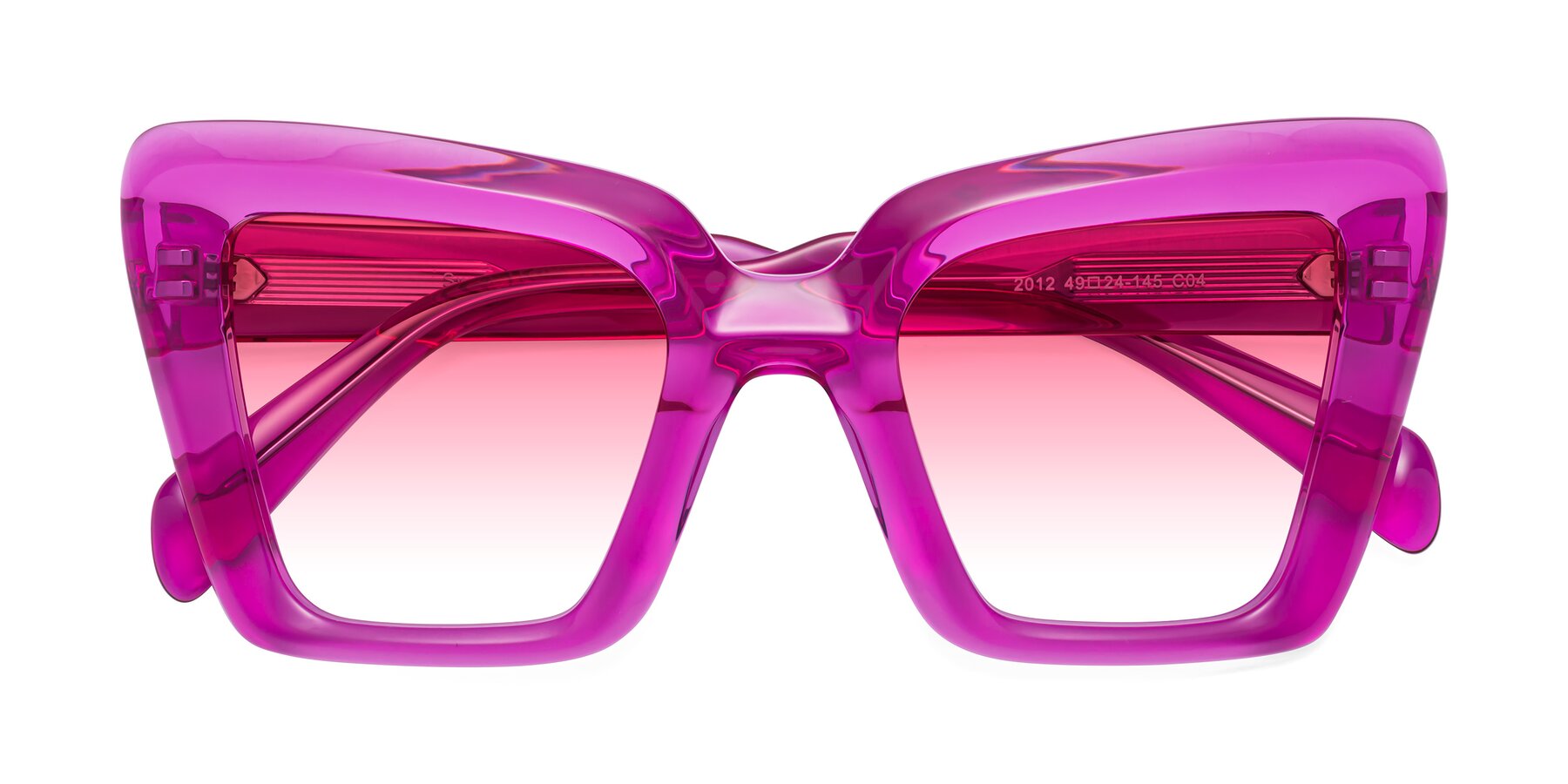 Folded Front of Swan in Crystal Purple with Pink Gradient Lenses