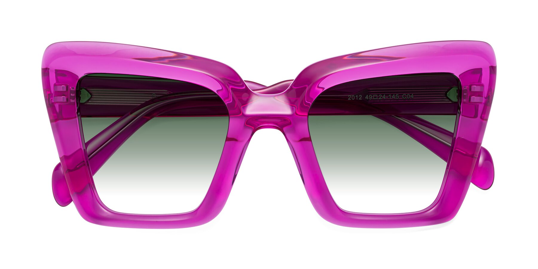 Folded Front of Swan in Crystal Purple with Green Gradient Lenses