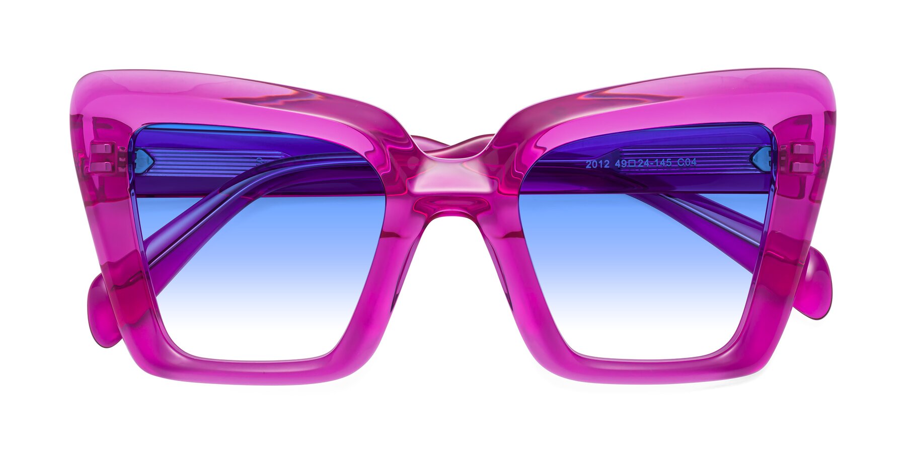 Folded Front of Swan in Crystal Purple with Blue Gradient Lenses