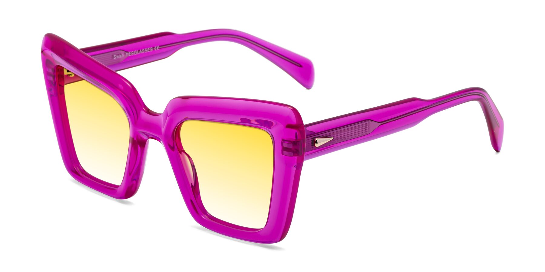 Angle of Swan in Crystal Purple with Yellow Gradient Lenses