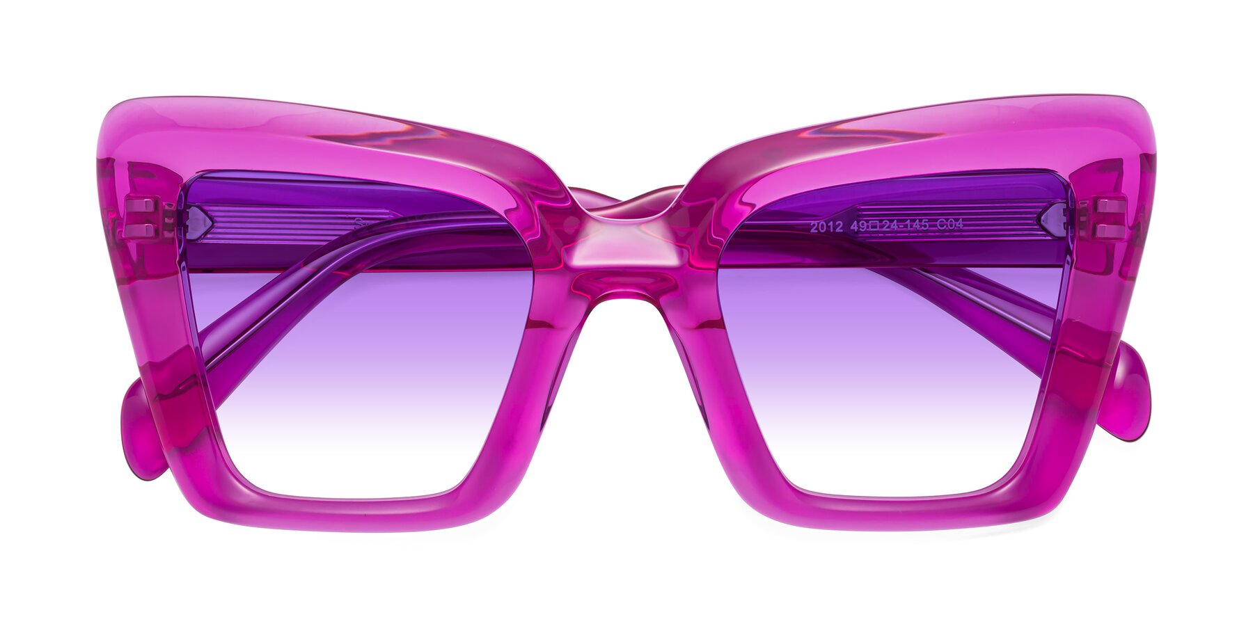Folded Front of Swan in Crystal Purple with Purple Gradient Lenses
