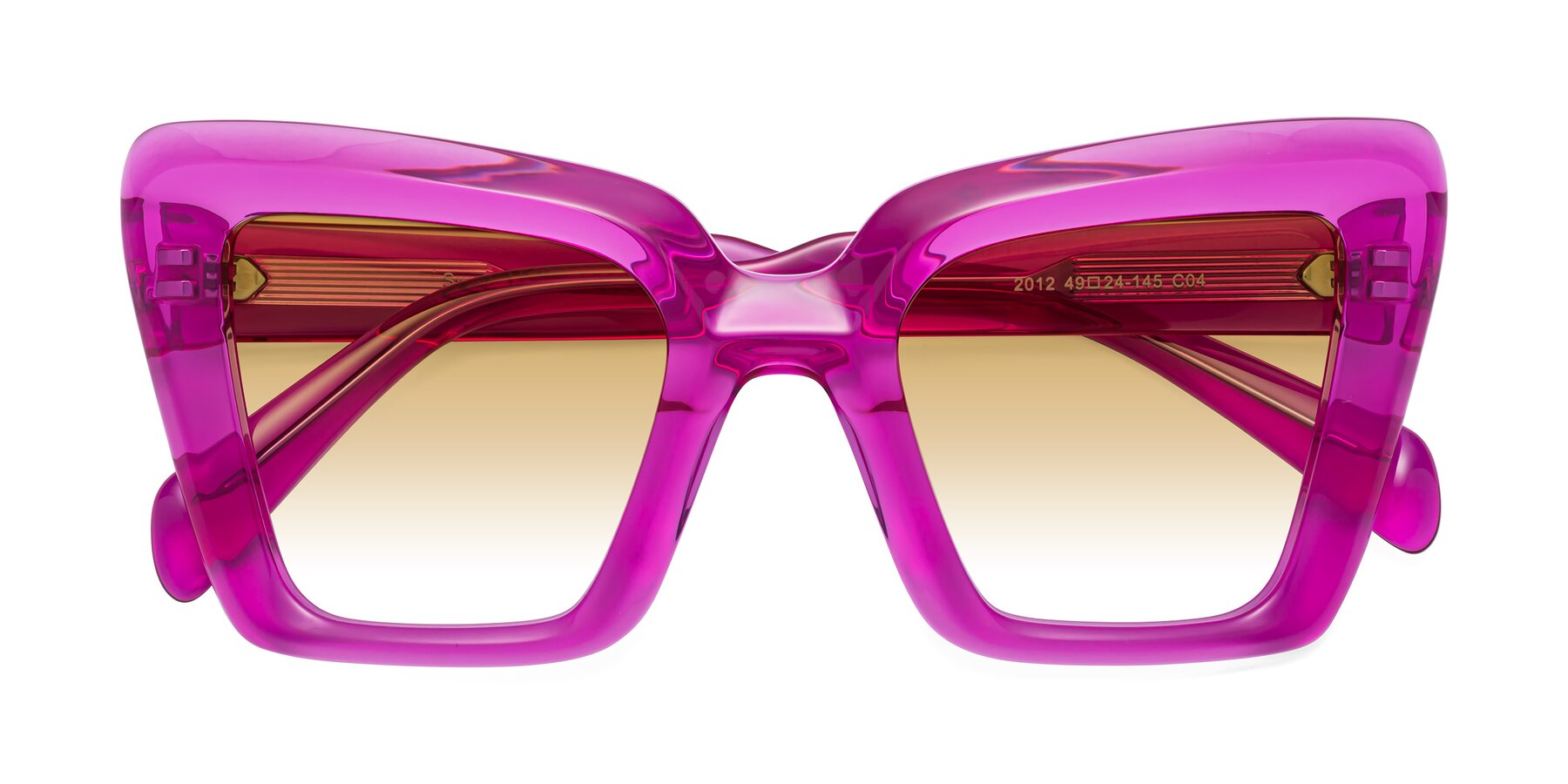 Folded Front of Swan in Crystal Purple with Champagne Gradient Lenses