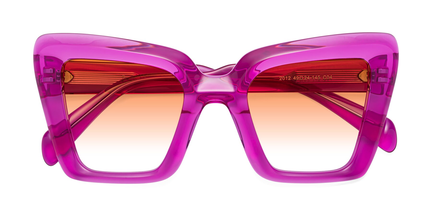 Folded Front of Swan in Crystal Purple with Orange Gradient Lenses