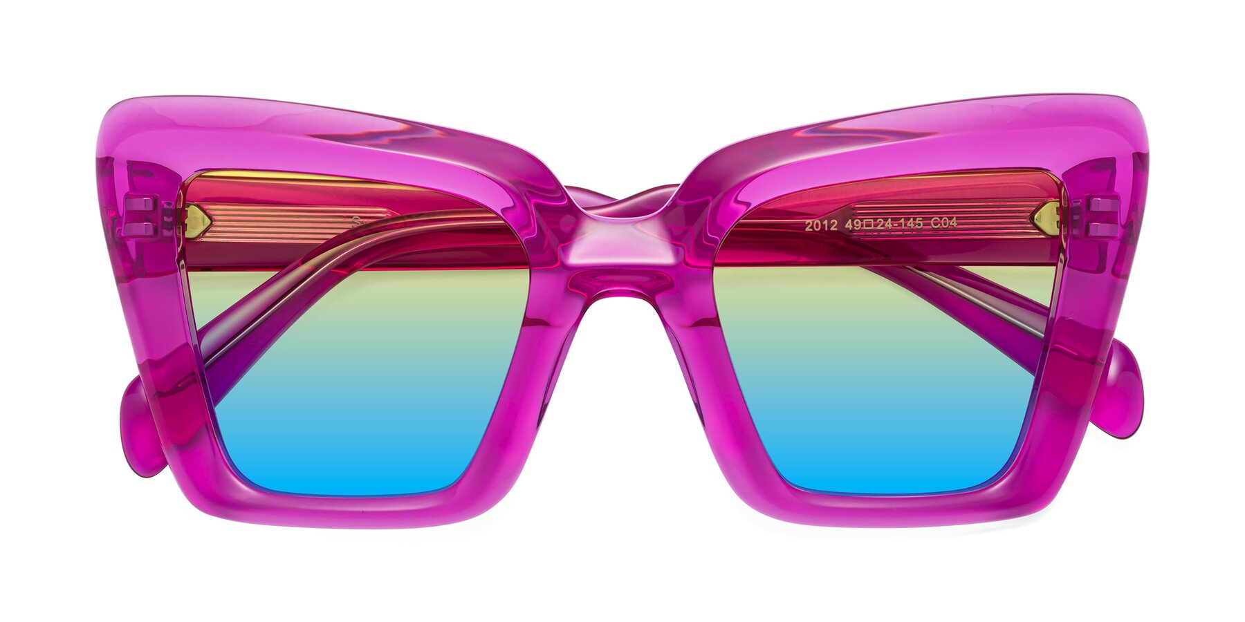 Folded Front of Swan in Crystal Purple with Yellow / Blue Gradient Lenses