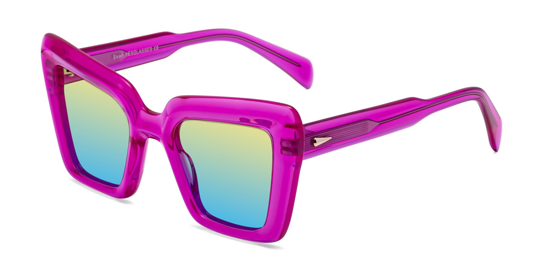 Angle of Swan in Crystal Purple with Yellow / Blue Gradient Lenses